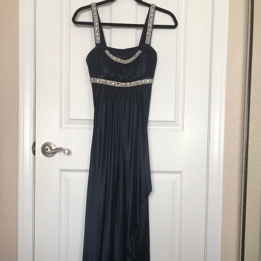 Navy Blue Satin Gown